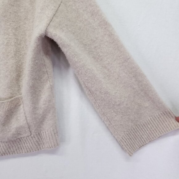 Reformation Wool Cardigan Womens Large Beige V-Neck Button Front With Pockets - Picture 4 of 16